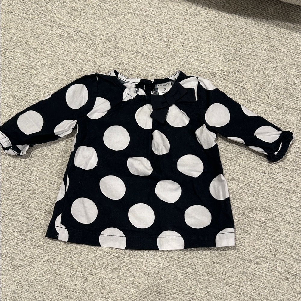 Carter's Black and White Polka Dot Long Sleeve Tee